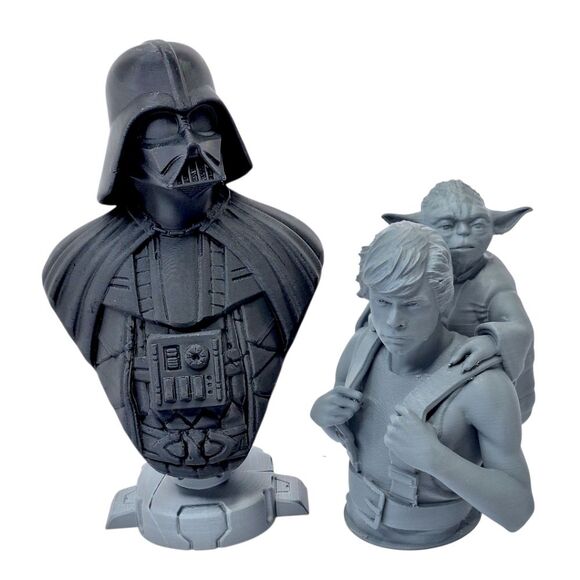 Star Wars 3D Printed Darth Vader Luke Skywalker Yoda Bust Set Headphone Stand - Picture 1 of 11